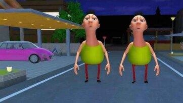 Funny Colorful Chicken Dance with Long-Neck Friends
