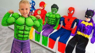 Kids Dress Up as Superheroes and Play Hulk Power Costume Fun