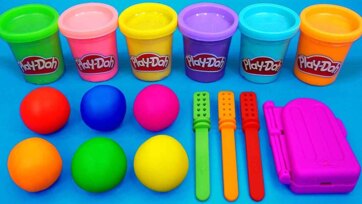 Colorful Play Dough Fun with Balls and Tools - Learning Colors for Kids