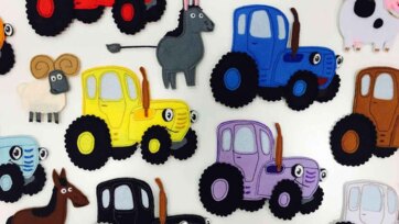Cute Farm Tractors and Animals for Kids - Learn Colors with Soft Felt Toys