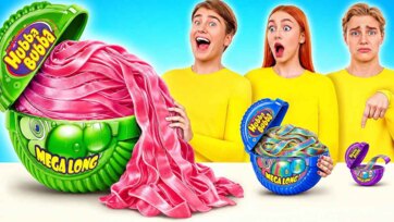 Huge Hubba Bubba Mega Long Gum Challenge with Colorful Candy Surprises
