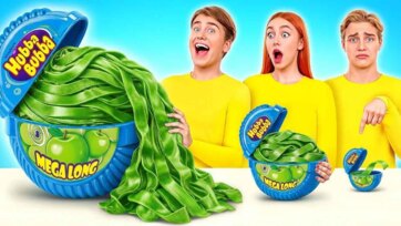 Kids Try Giant Hubba Bubba Mega Long Bubble Gum Stretch Challenge