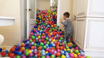 Massive Color Ball River in the House - Fun Toddler Playtime